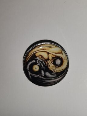 Yin Yang Dragon Pin - Gold and Black